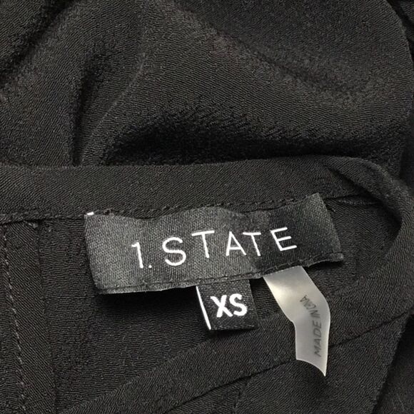 NWT 1State cold shoulder black top with ties long sleeve button back chic sizeXS - Picture 7 of 9